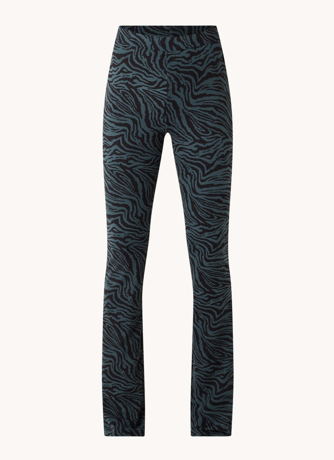 Colourful Rebel High waist flared fit legging met zebraprint - voorkant donkergroen
