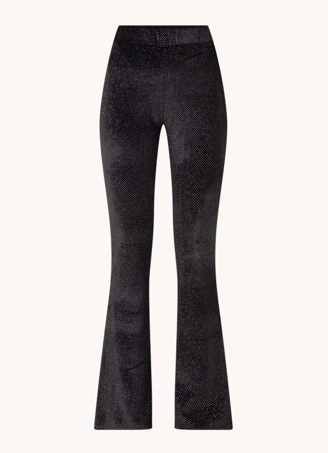 Colourful Rebel Jolie high waist flared fit broek van fluweel - voorkant 2 zwart
