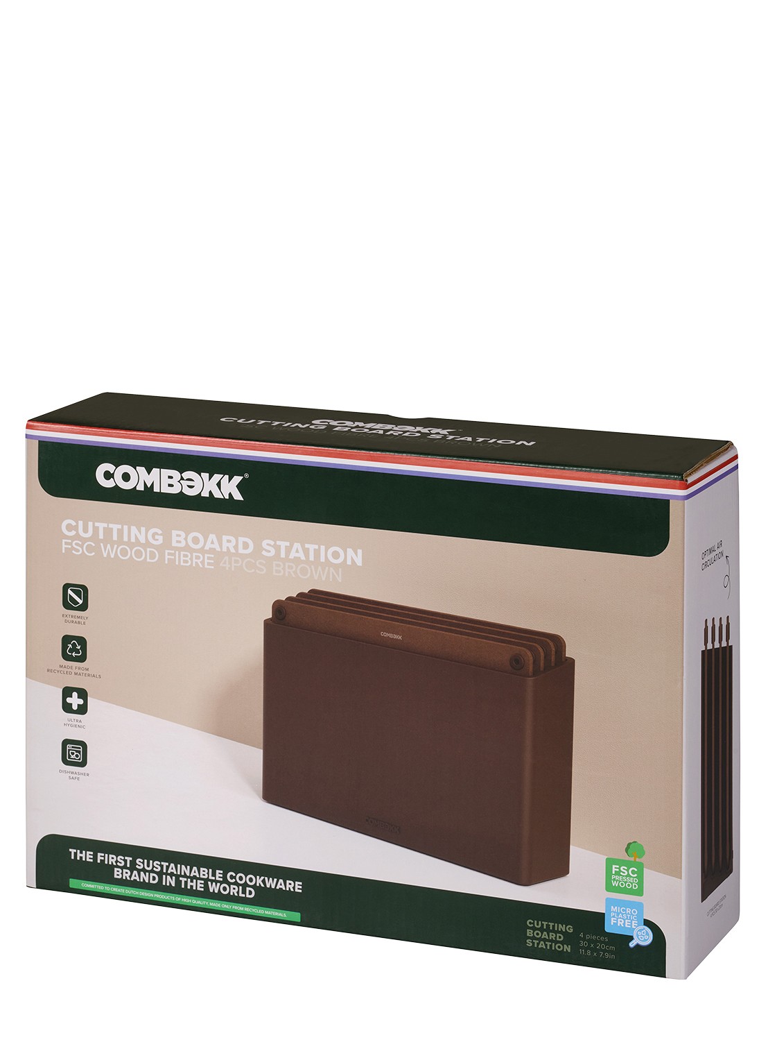 Combekk Snijplank 22 x 32 cm set van 4 - detail 2 bruin