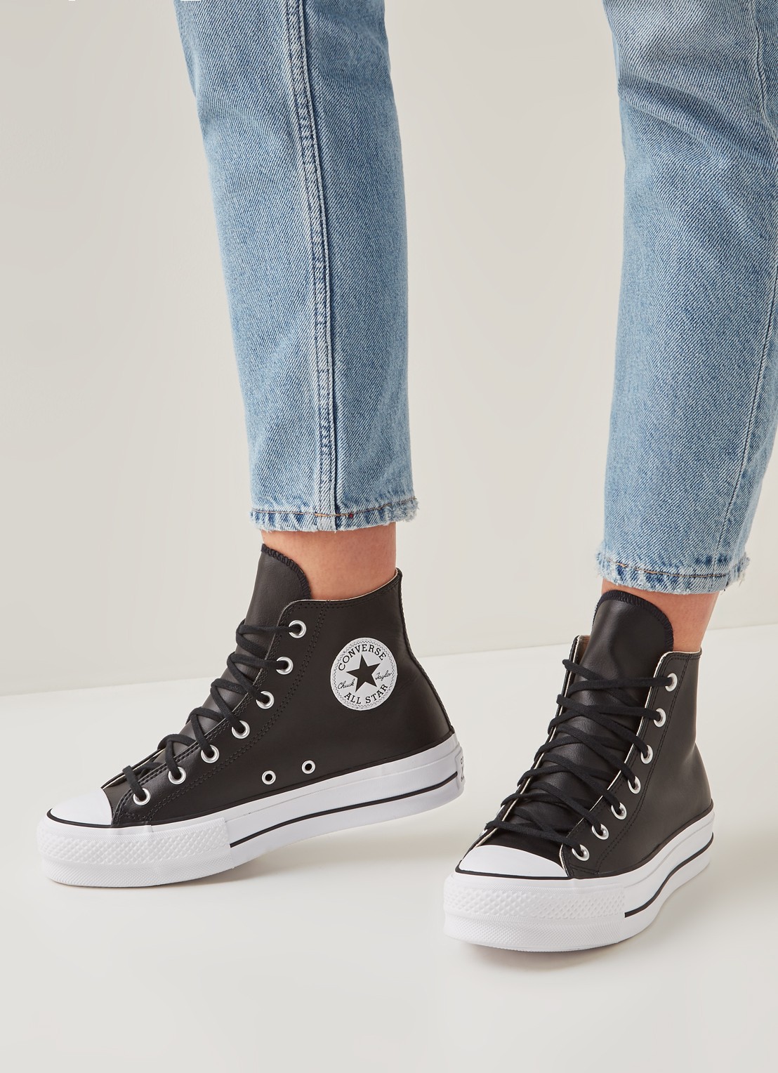 Converse All Star sneaker van leer - voorkant 5 zwart
