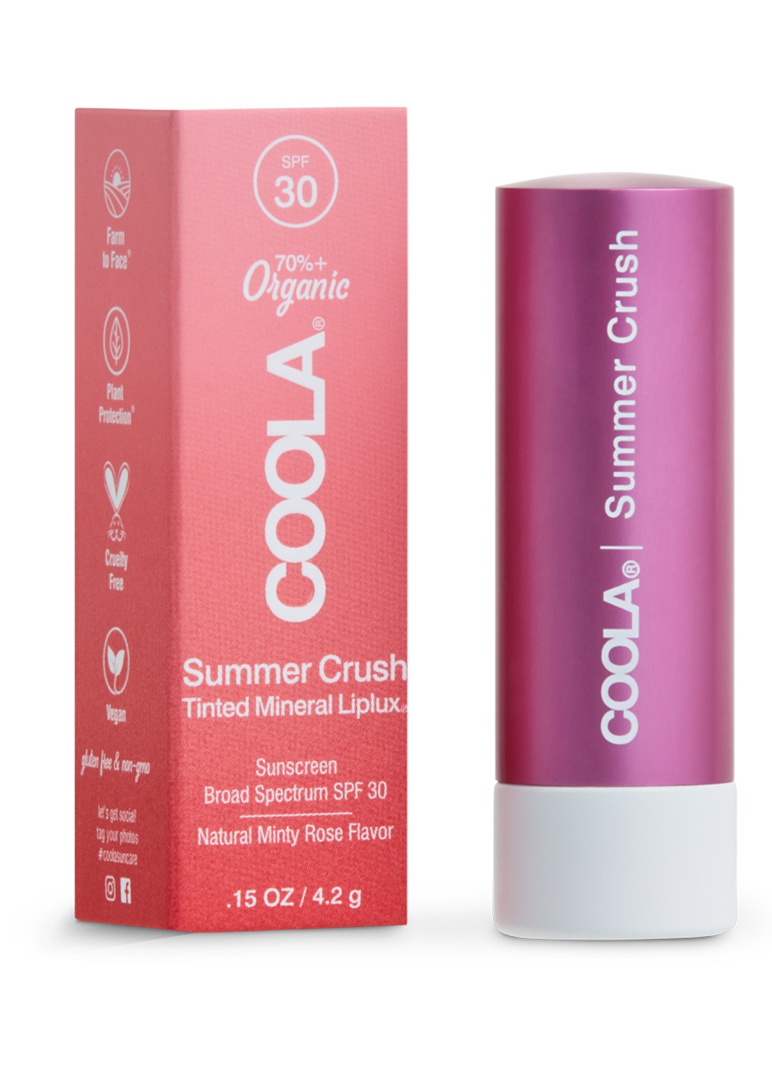 Coola Mineral Liplux SPF 30 - SPF-lippenbalsem - voorkant 2 summer crush