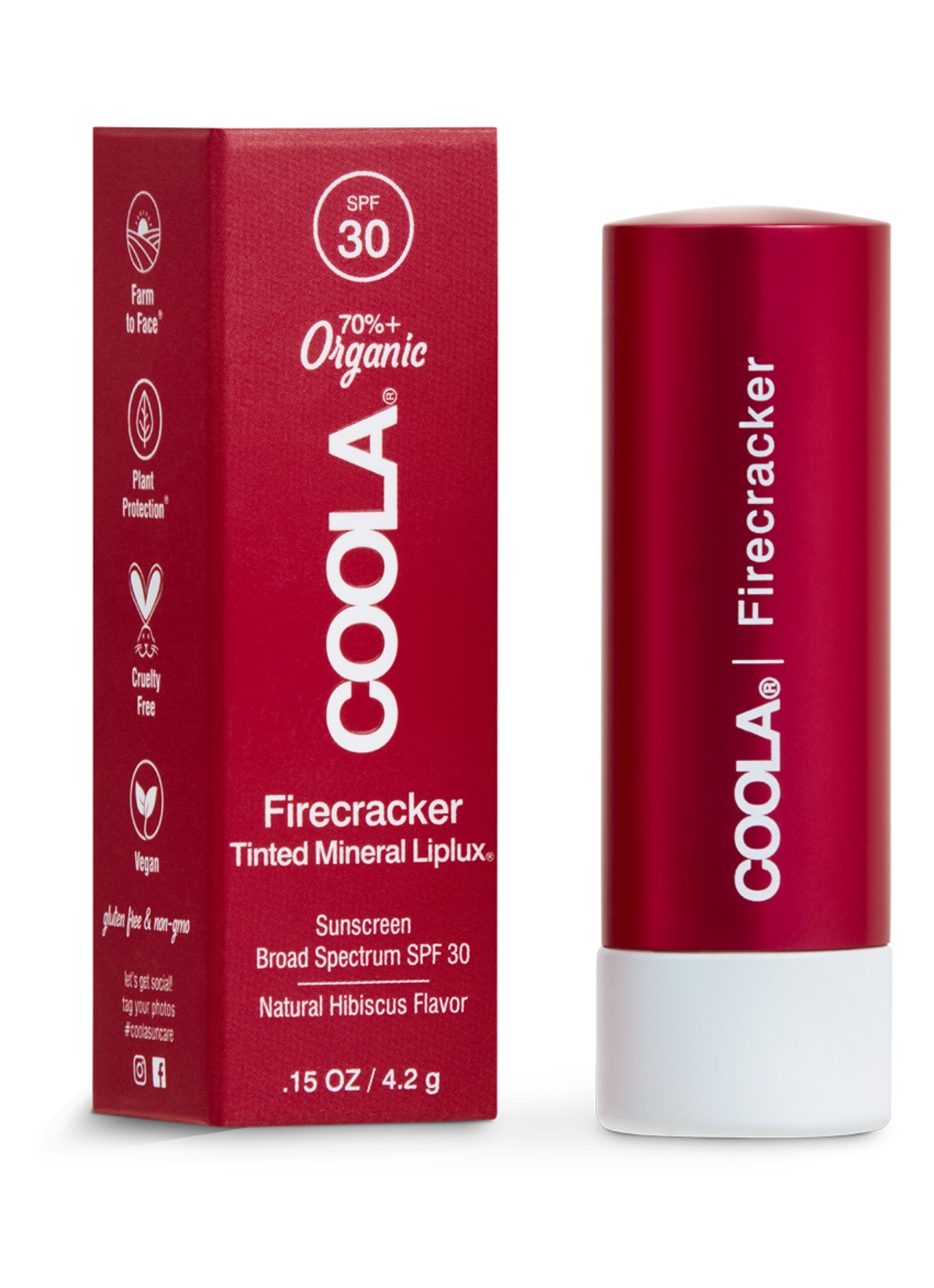 Coola Mineral Liplux SPF 30 - SPF-lippenbalsem - voorkant 3 firecracker