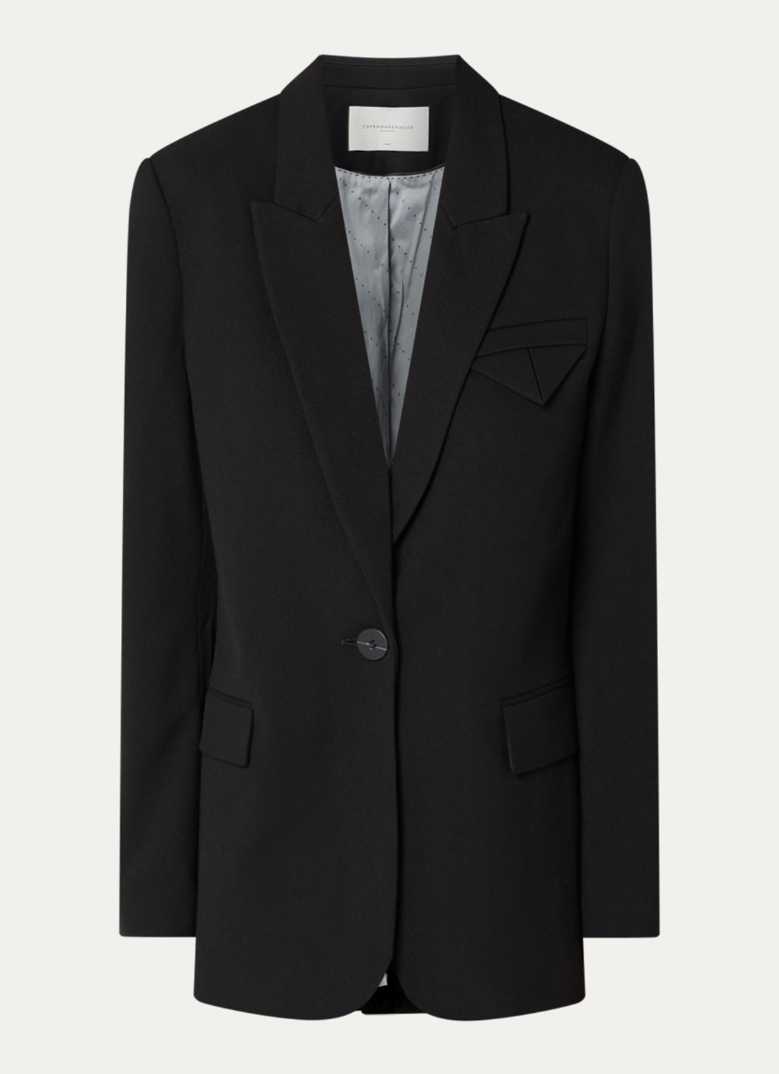 Copenhagen Muse Blazer met klepzakken en schoudervulling - voorkant zwart