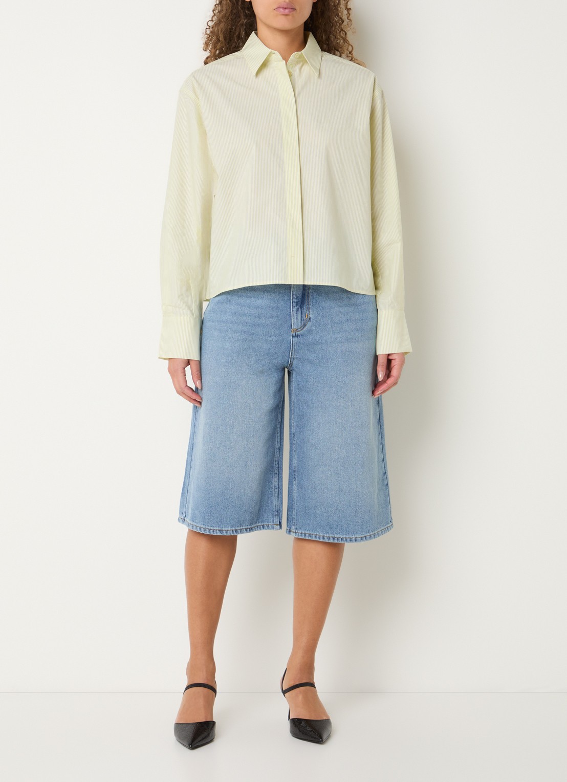 Copenhagen Muse Blouse met streepprint - voorkant 2 geel