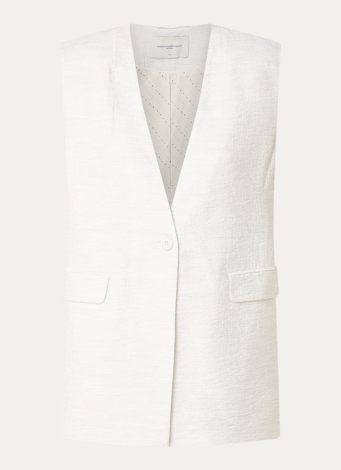 Copenhagen Muse Brie gilet met klepzakken en structuur - voorkant gebroken wit