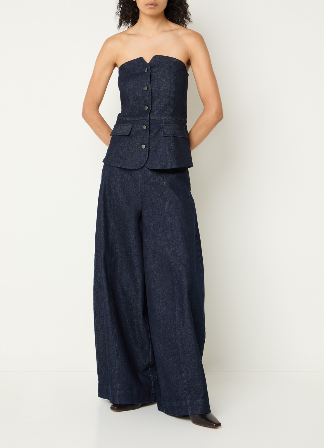 Copenhagen Muse CMAnnais high waist wide leg jeans met donkere wassing - voorkant 3 indigo