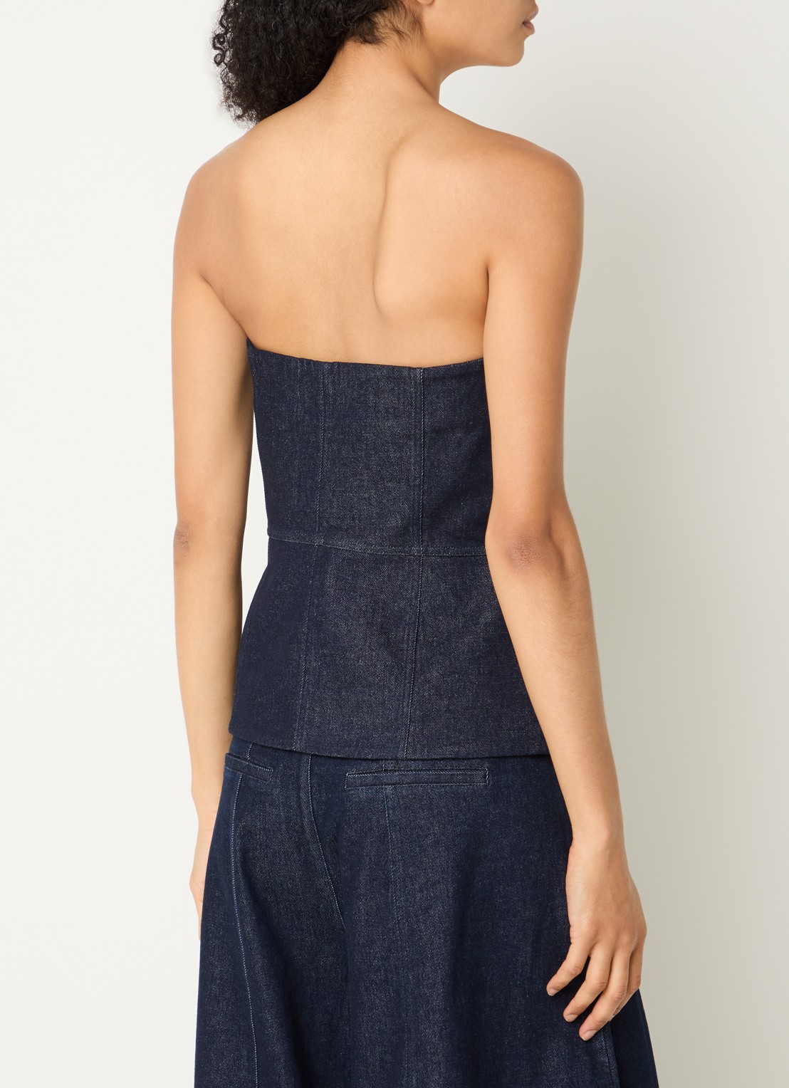 Copenhagen Muse CMAnnais strapless top van denim - achterkant 3 indigo