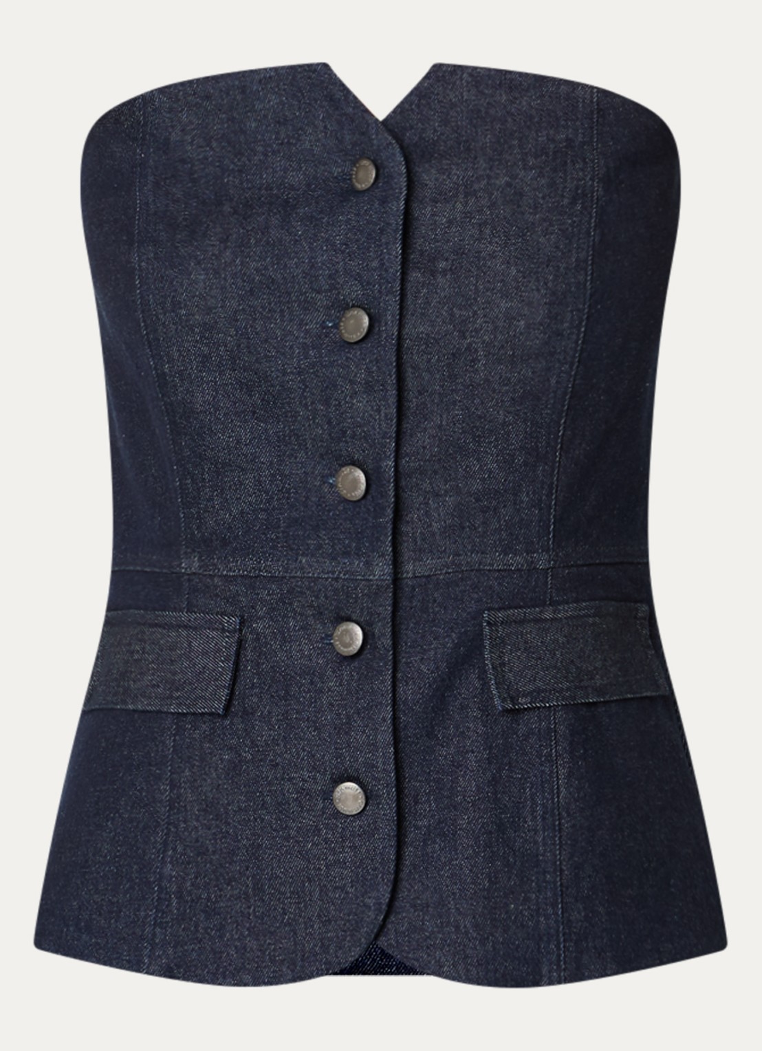 Copenhagen Muse CMAnnais strapless top van denim - voorkant indigo