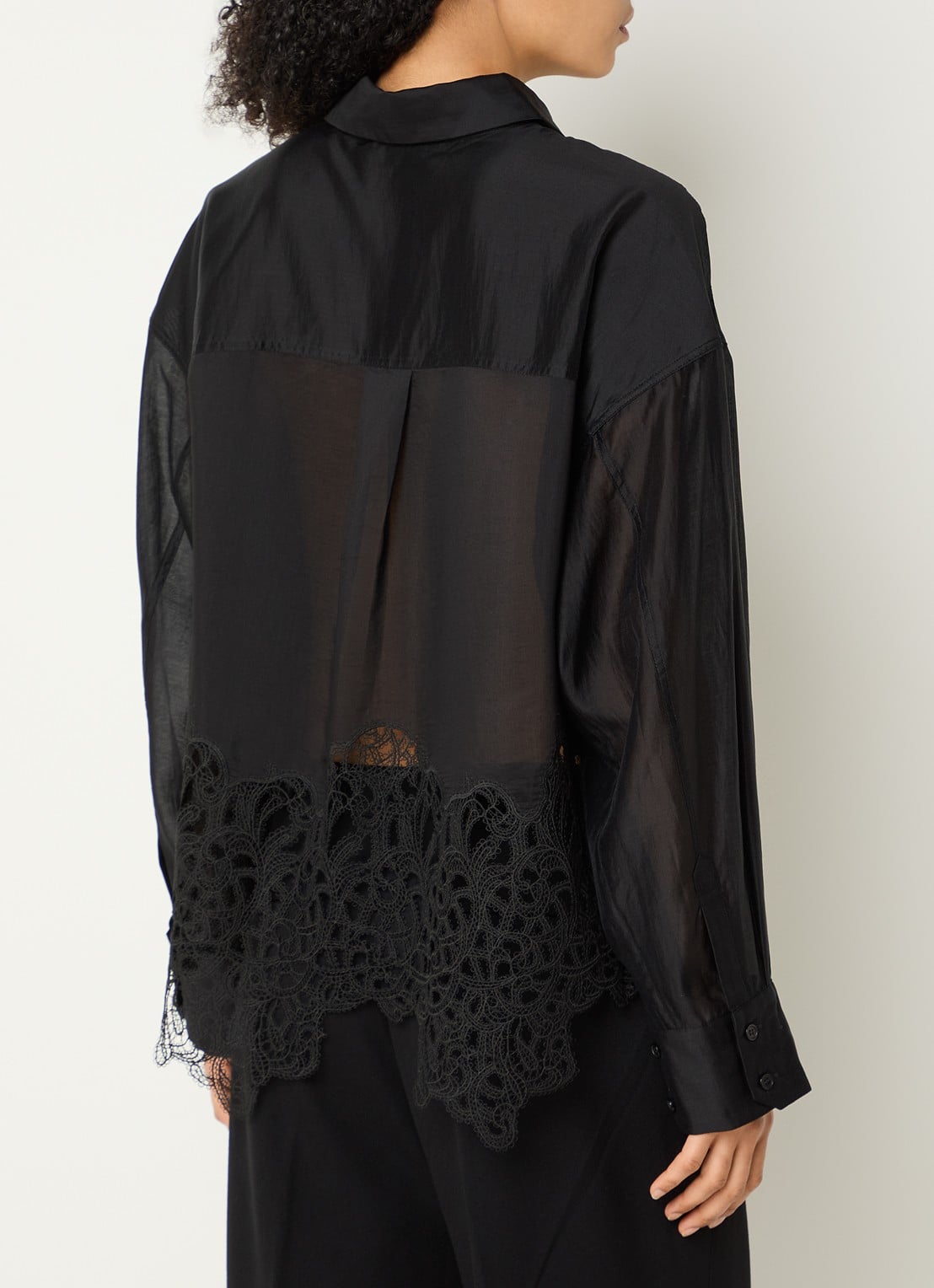 Copenhagen Muse CMDolly semi-transparante blouse met details van kant - achterkant 2 zwart