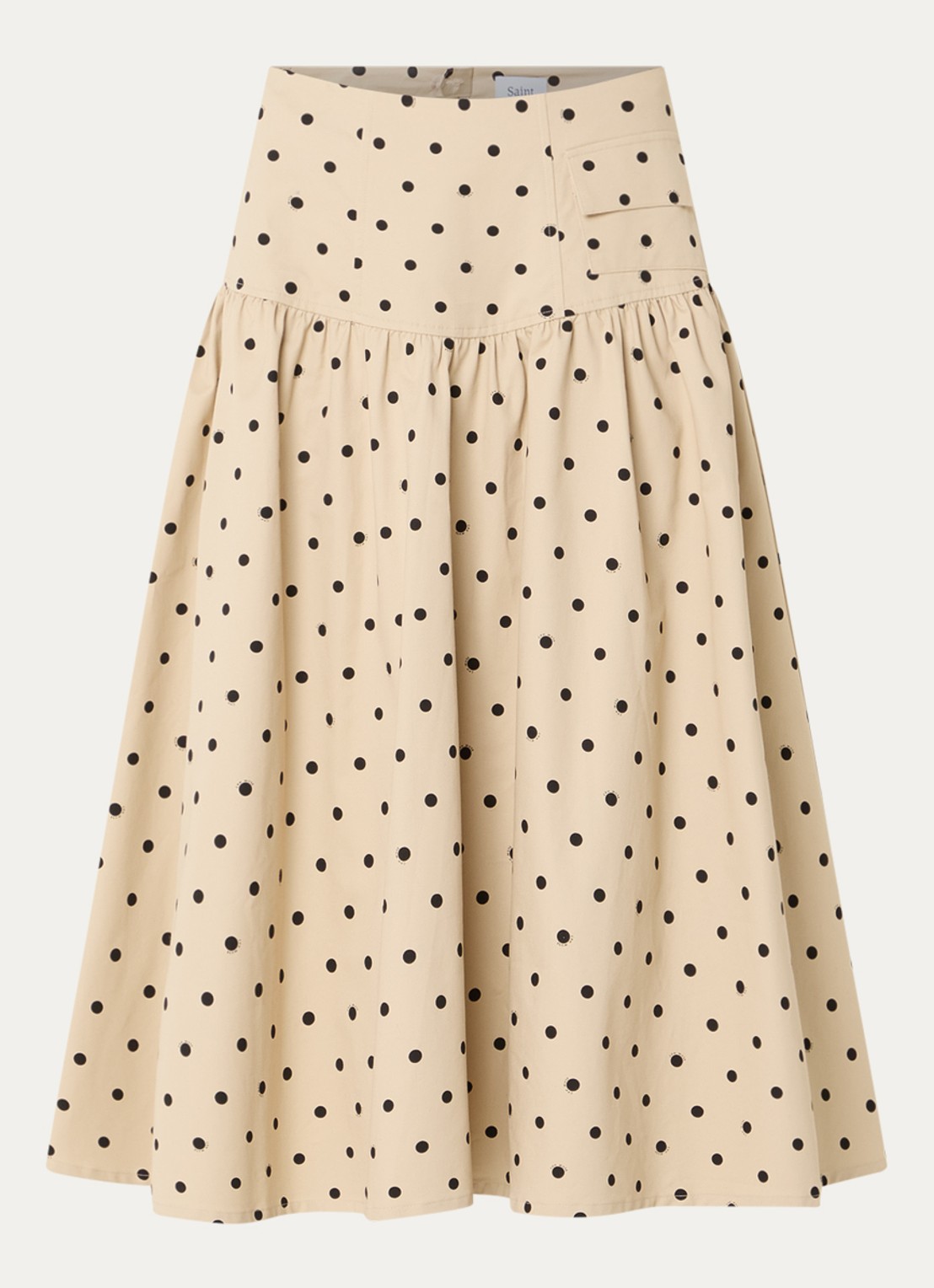 Copenhagen Muse CMDottie midi A-lijn rok met stippenprint - voorkant 3 beige