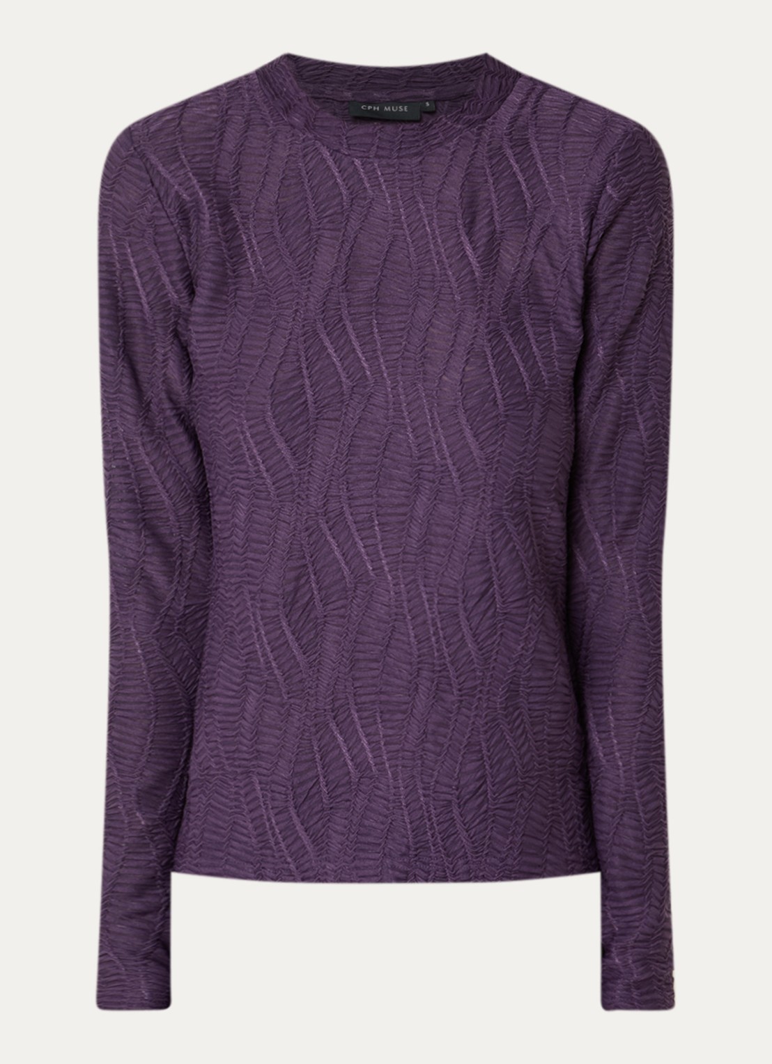 Copenhagen Muse CMJeri semi-transparante top met structuur - voorkant 2 aubergine