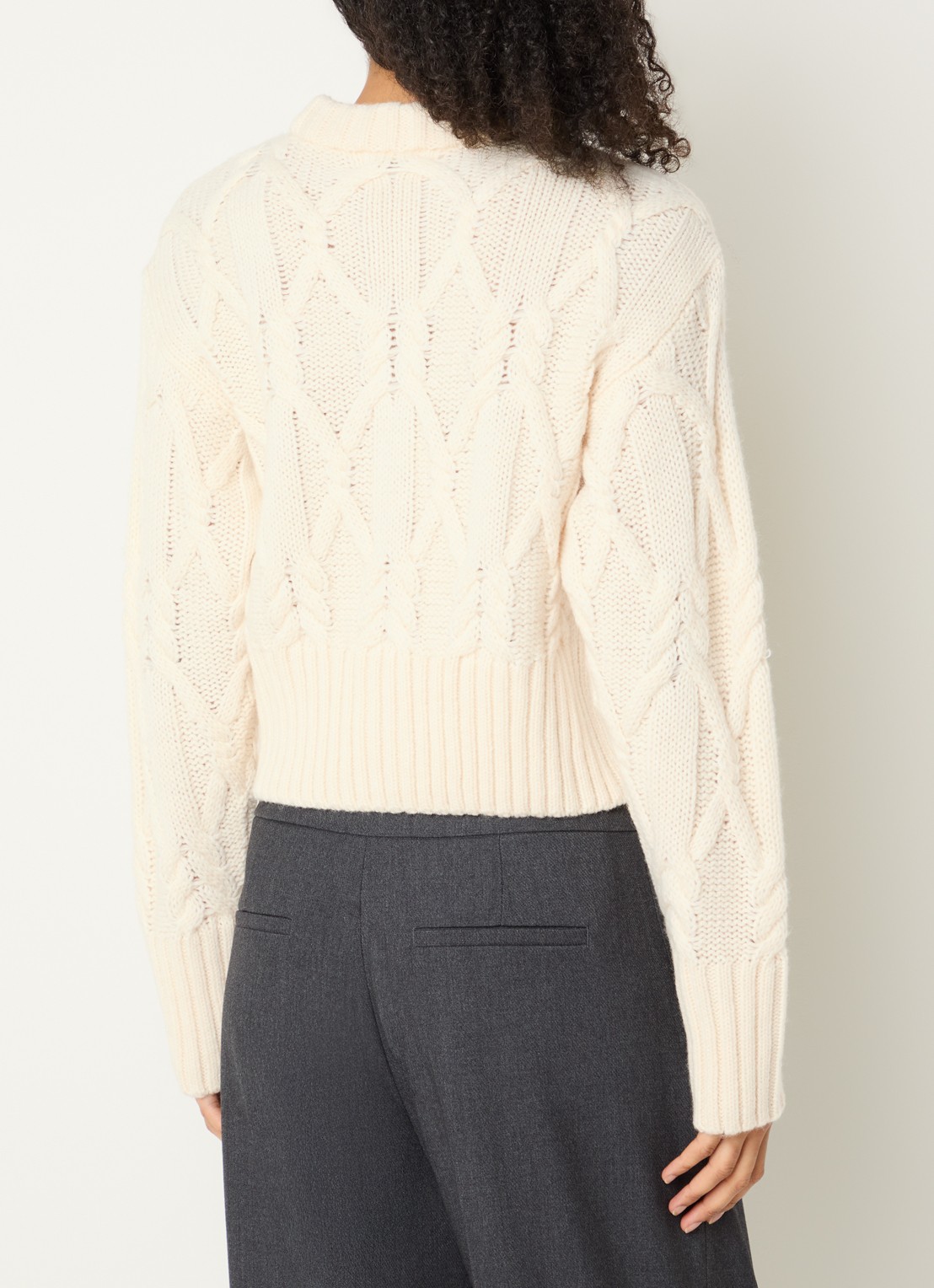 Copenhagen Muse CMMagle kabelgebreid vest in wolblend - achterkant creme