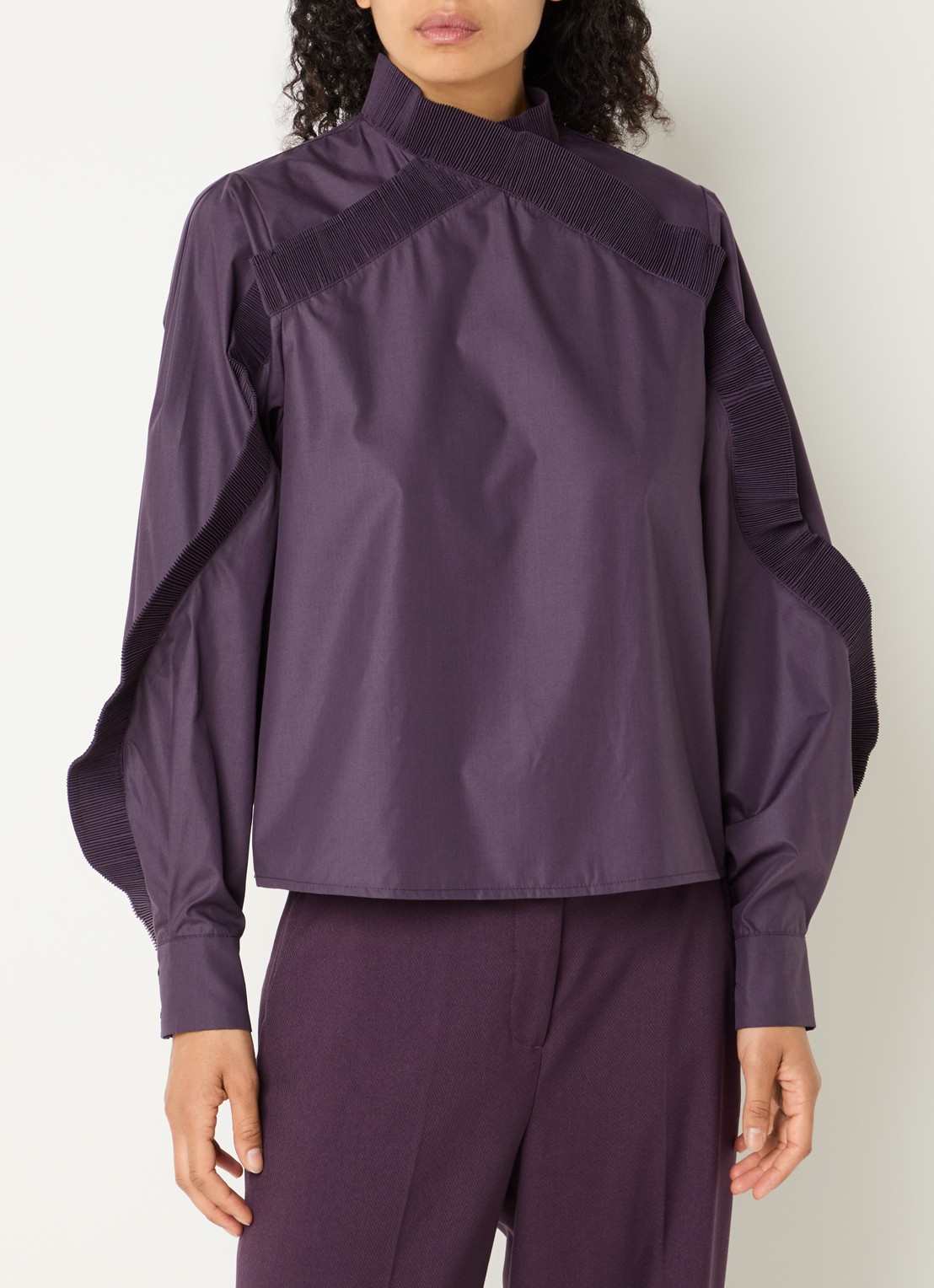 Copenhagen Muse CMPleat tuniek met volant - detail aubergine
