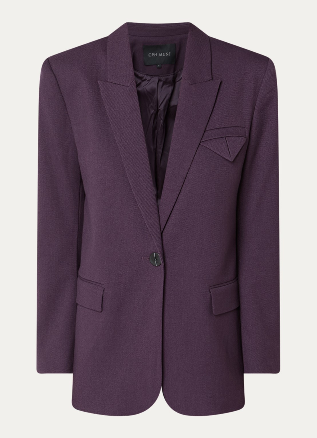 Copenhagen Muse CMTailor blazer met klepzakken en schoudervulling - voorkant 3 aubergine