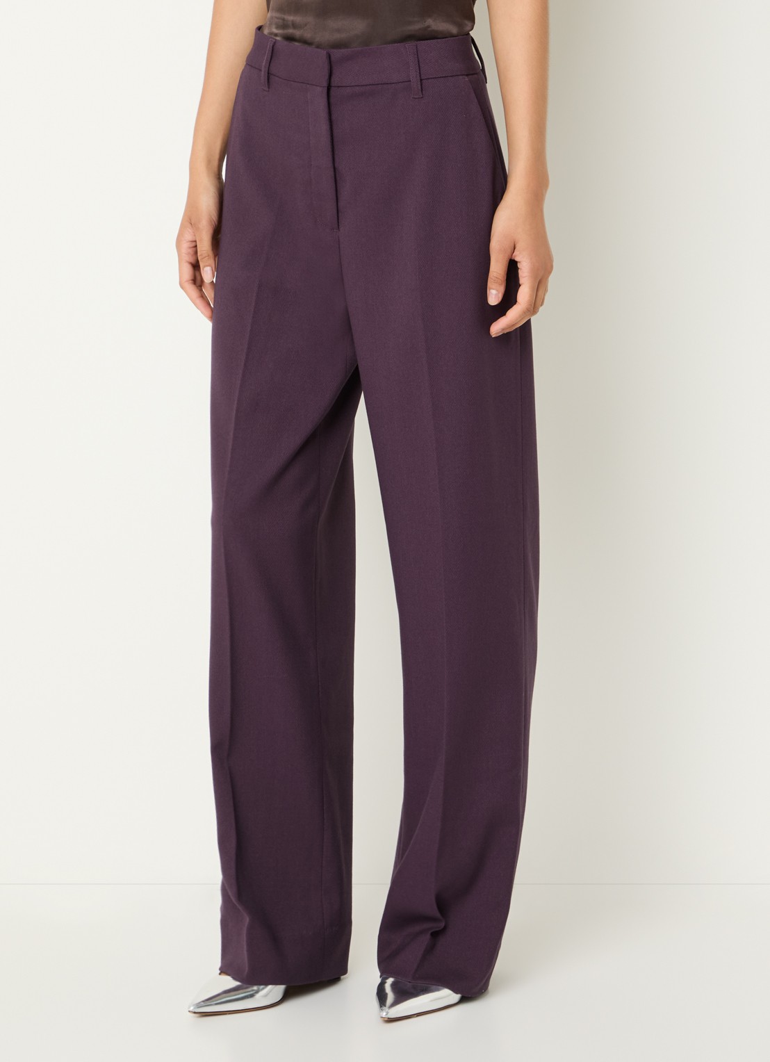Copenhagen Muse CMTailor high waist straight fit pantalon met persplooi - detail 2 aubergine