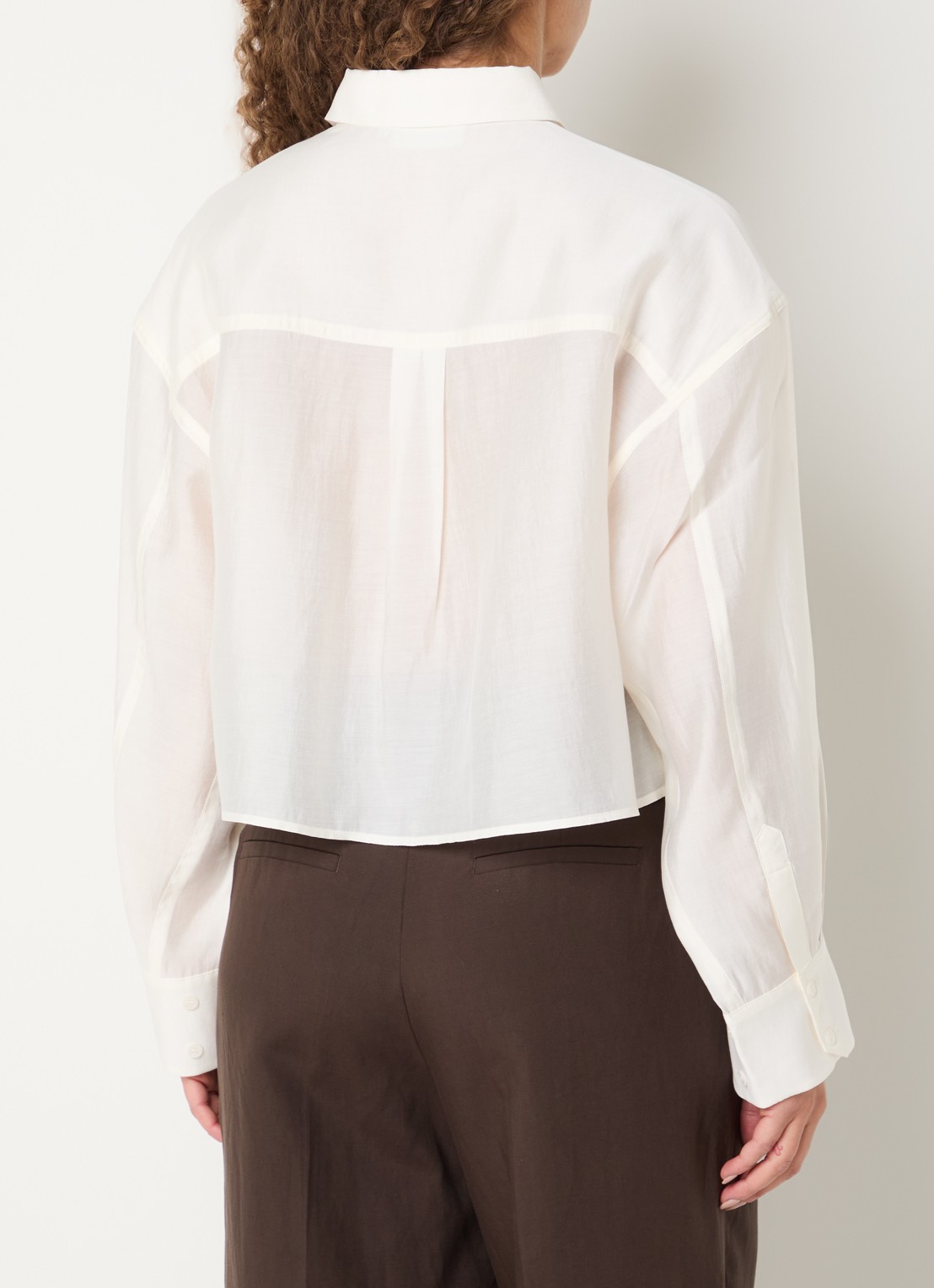 Copenhagen Muse Cropped blouse met details van kant - achterkant 4 gebroken wit