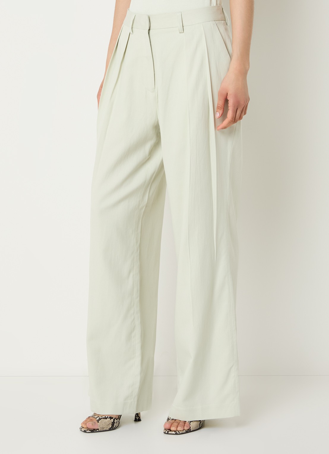 Copenhagen Muse High waist wide fit broek met steekzakken - detail 2 lindegroen