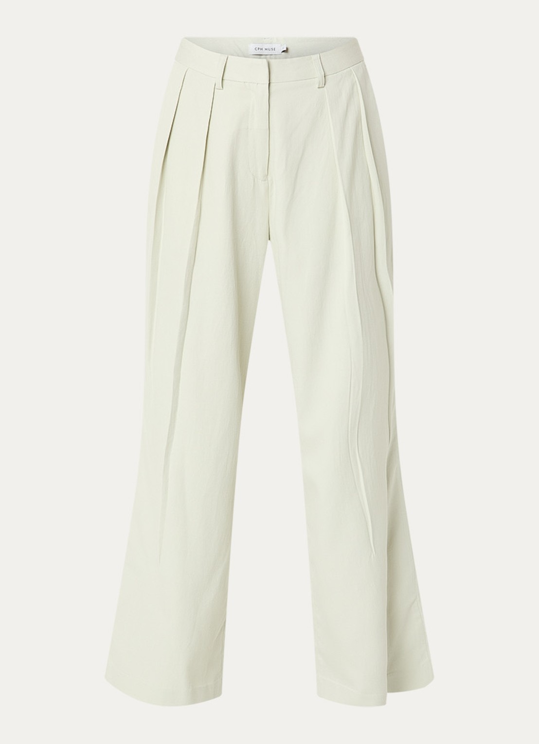 Copenhagen Muse High waist wide fit broek met steekzakken - voorkant 3 lindegroen