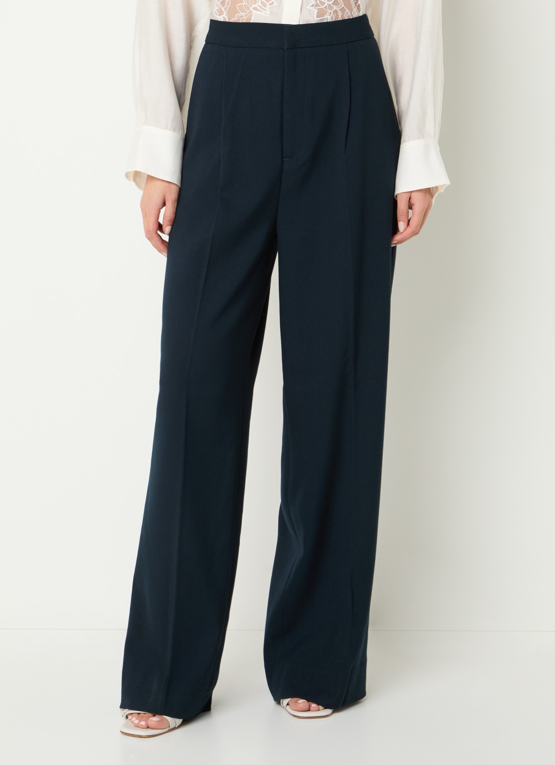 Copenhagen Muse High waist wide fit pantalon met steekzakken - detail 3 donkerblauw