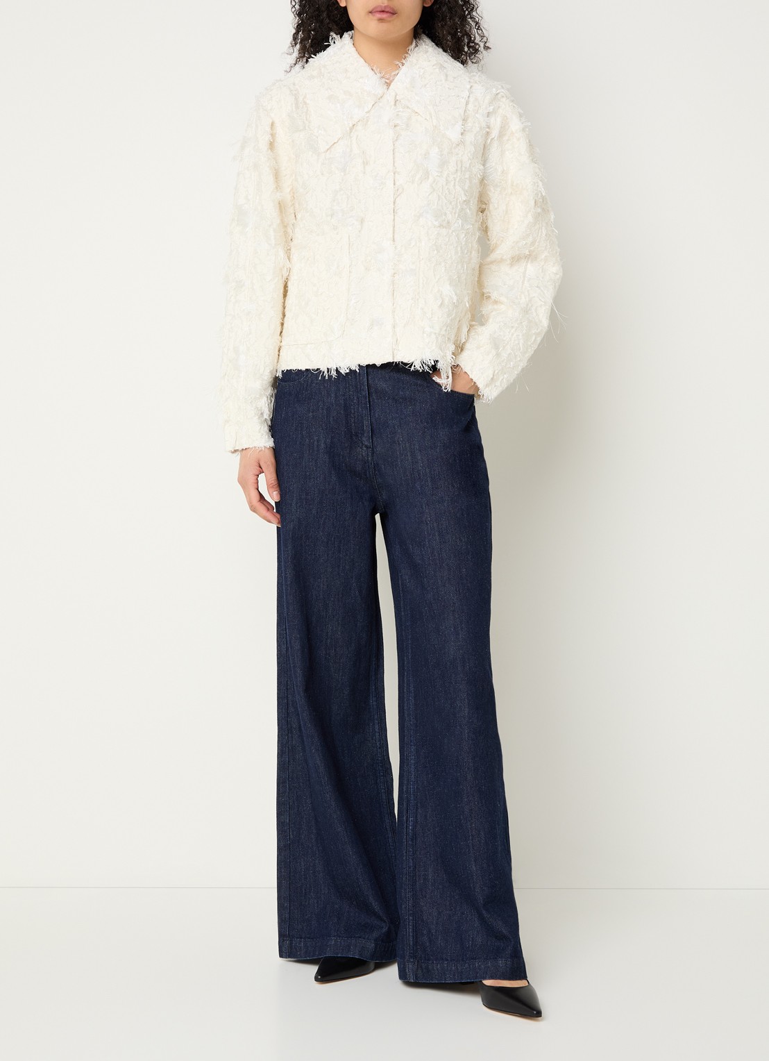 Copenhagen Muse Jany jack met steekzakken en structuur - voorkant 4 gebroken wit