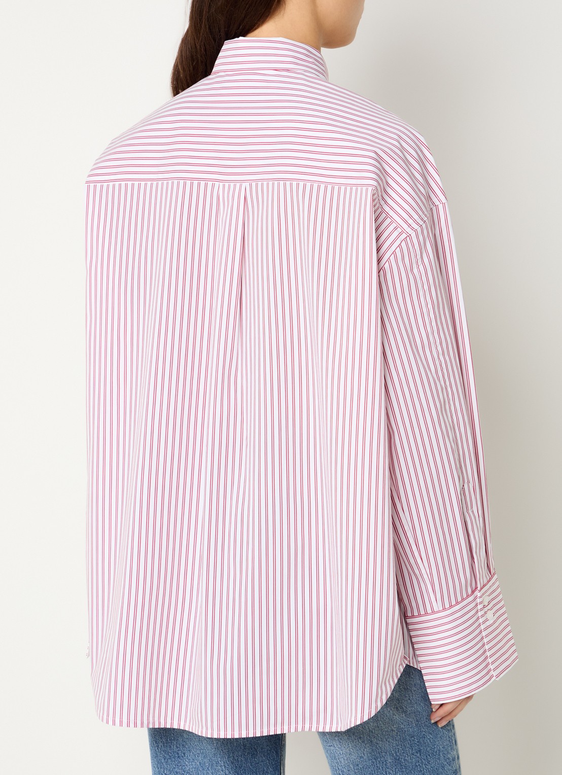Copenhagen Muse Maryann oversized blouse met streepprint  - achterkant 4 wit