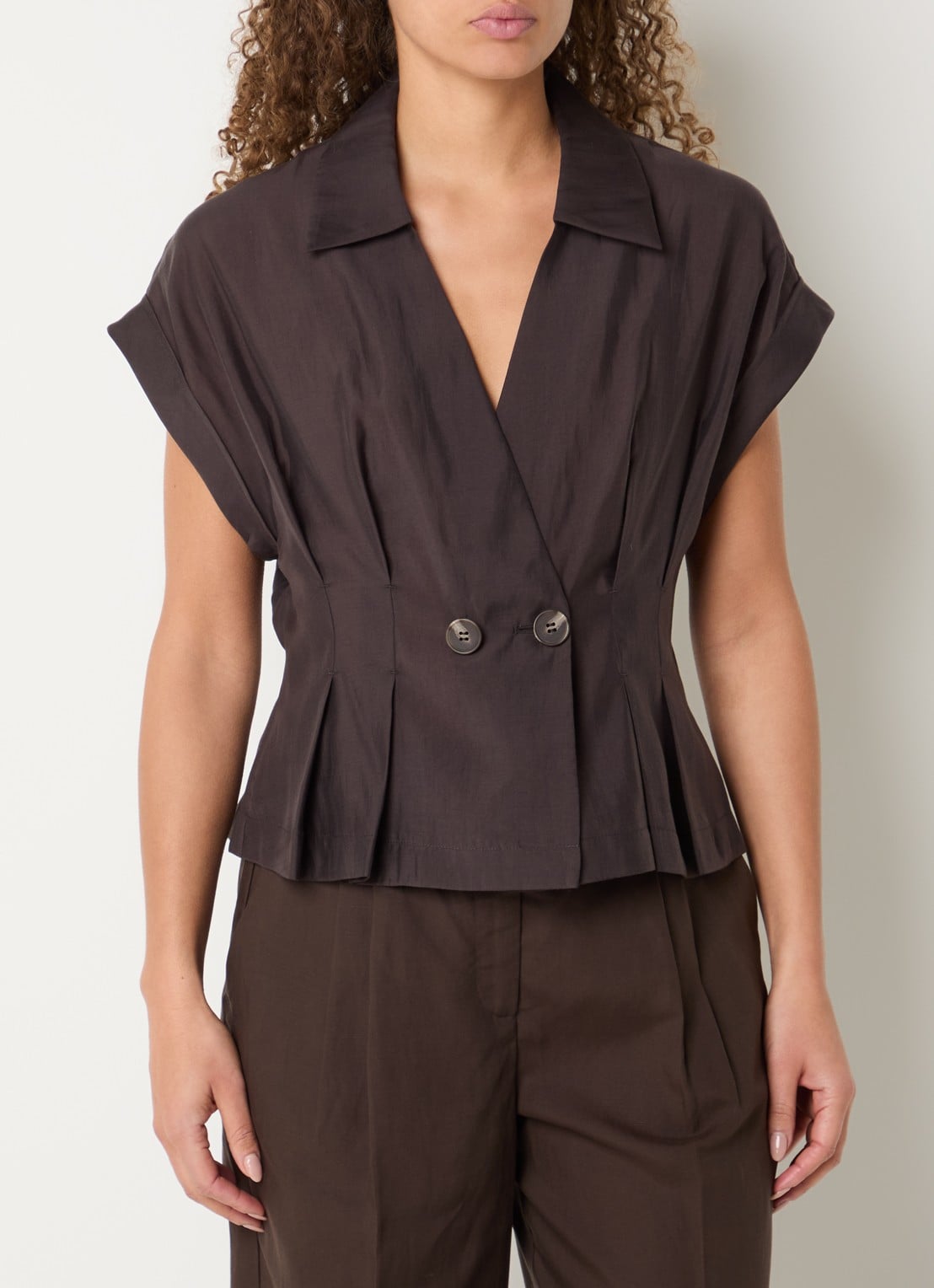 Copenhagen Muse Molly blouse met plooidetail - detail 3 bruin