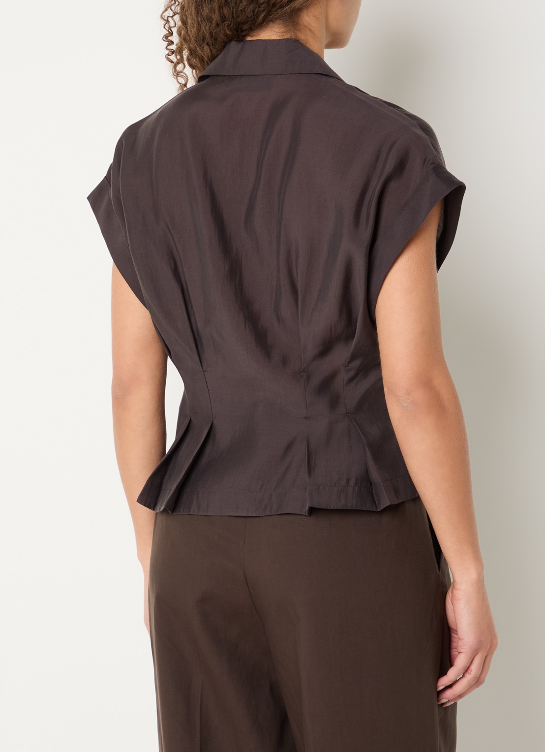 Copenhagen Muse Molly blouse met plooidetail - achterkant 2 bruin