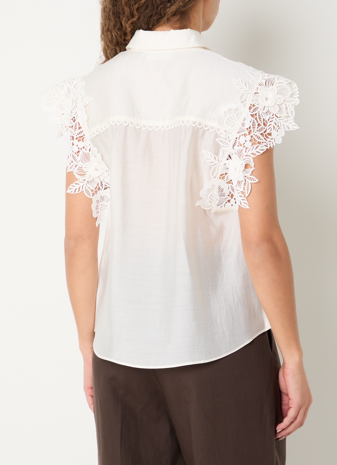 Copenhagen Muse Molly blouse met V-hals - achterkant 2 gebroken wit