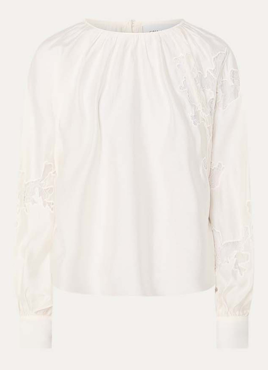 Copenhagen Muse Molly semi-transparante tuniek  met broderie - voorkant 3 creme