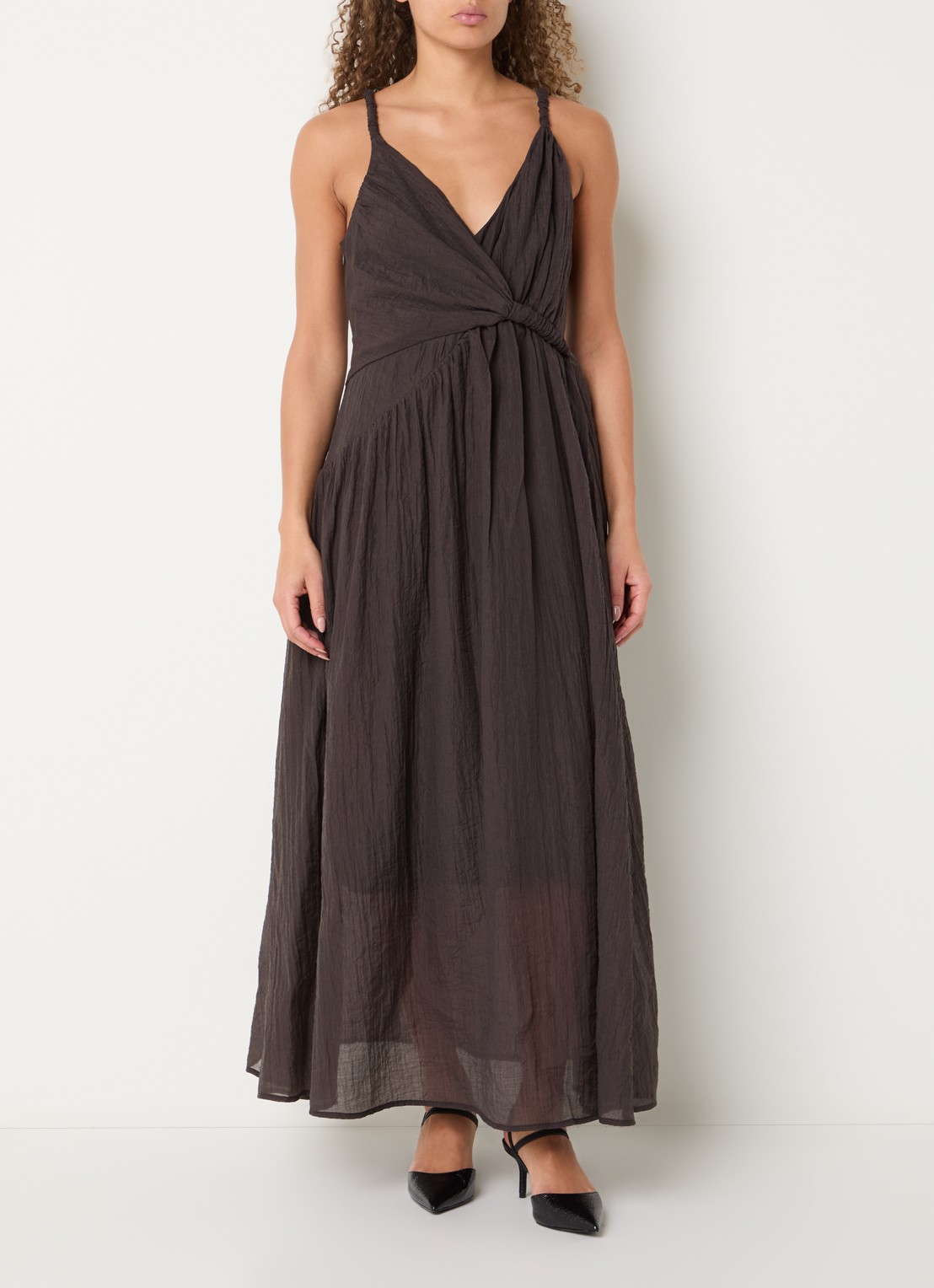 Copenhagen Muse Semi-transparante asymmetrische maxi jurk - detail bruin