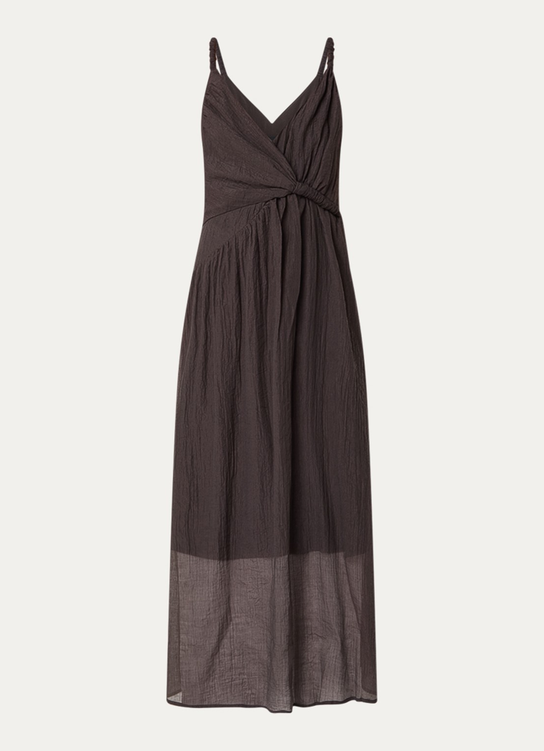 Copenhagen Muse Semi-transparante asymmetrische maxi jurk - voorkant 2 bruin