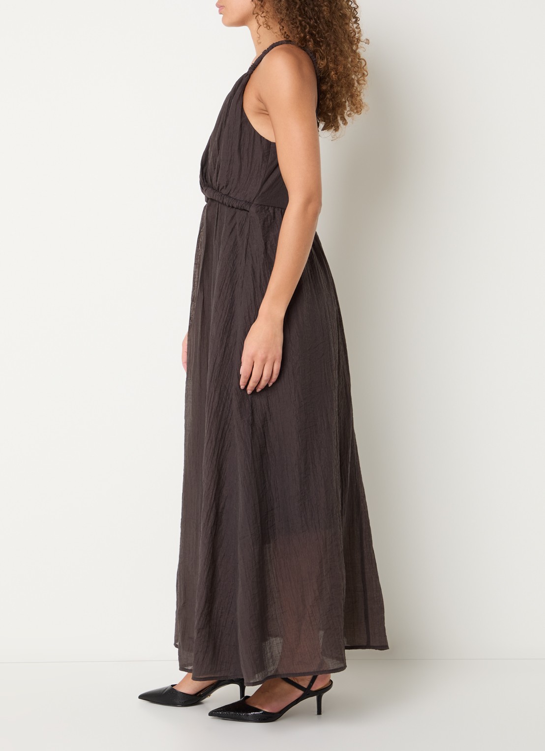 Copenhagen Muse Semi-transparante asymmetrische maxi jurk - voorkant 3 bruin