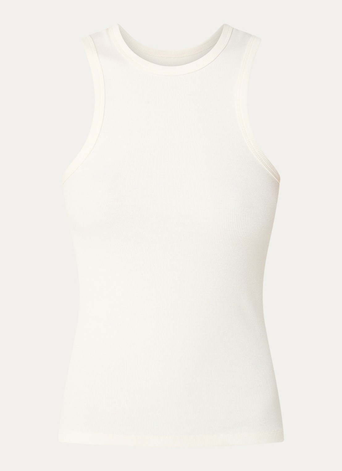 Copenhagen Muse Siv ribgebreide tanktop met backprint - voorkant 2 gebroken wit