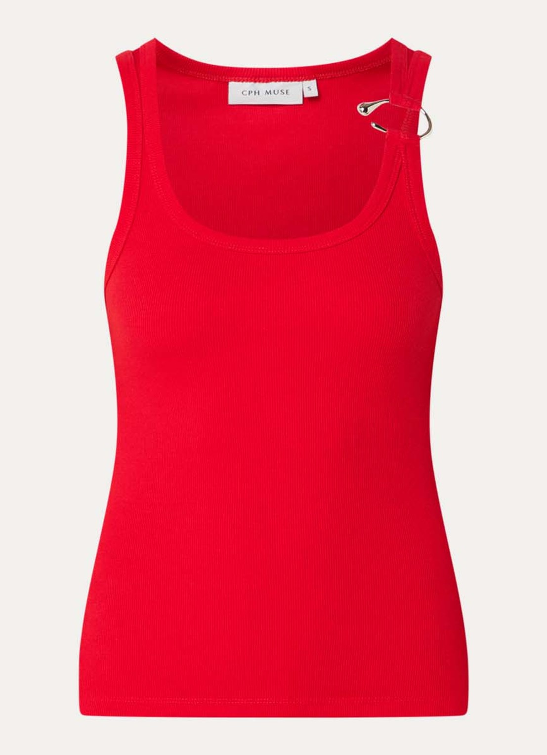 Copenhagen Muse Siv tanktop met ribstructuur en ringdetail - voorkant 3 rood