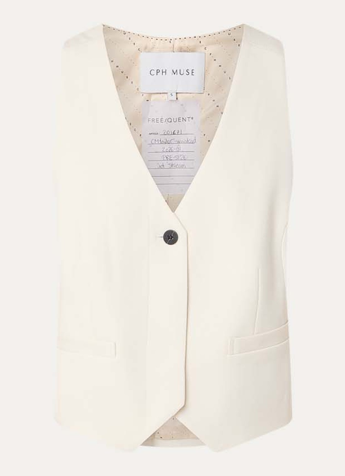 Copenhagen Muse Tailor gilet met paspelzakken - voorkant 3 gebroken wit