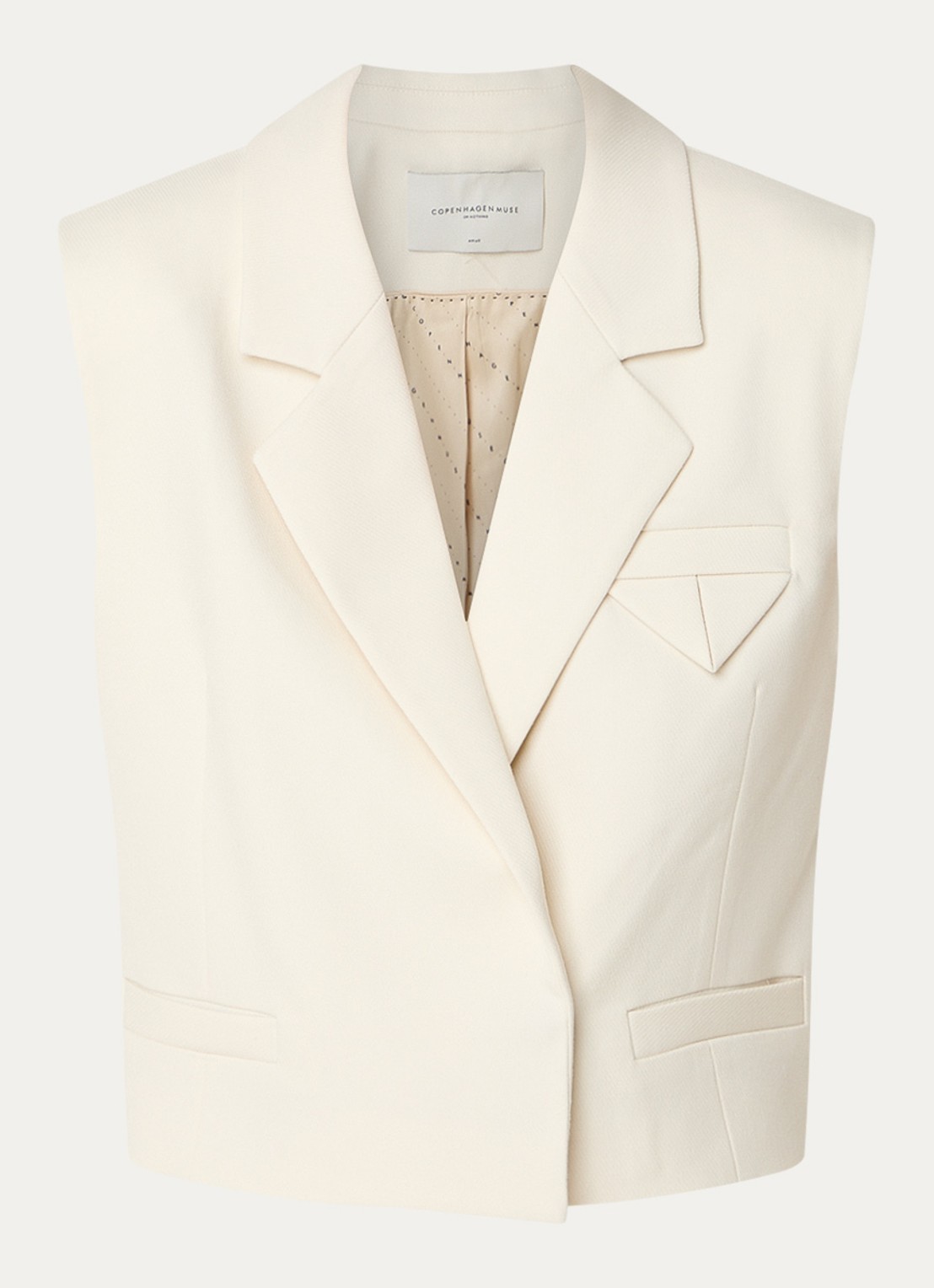 Copenhagen Muse Tailor gilet met schoudervulling - voorkant 2 gebroken wit