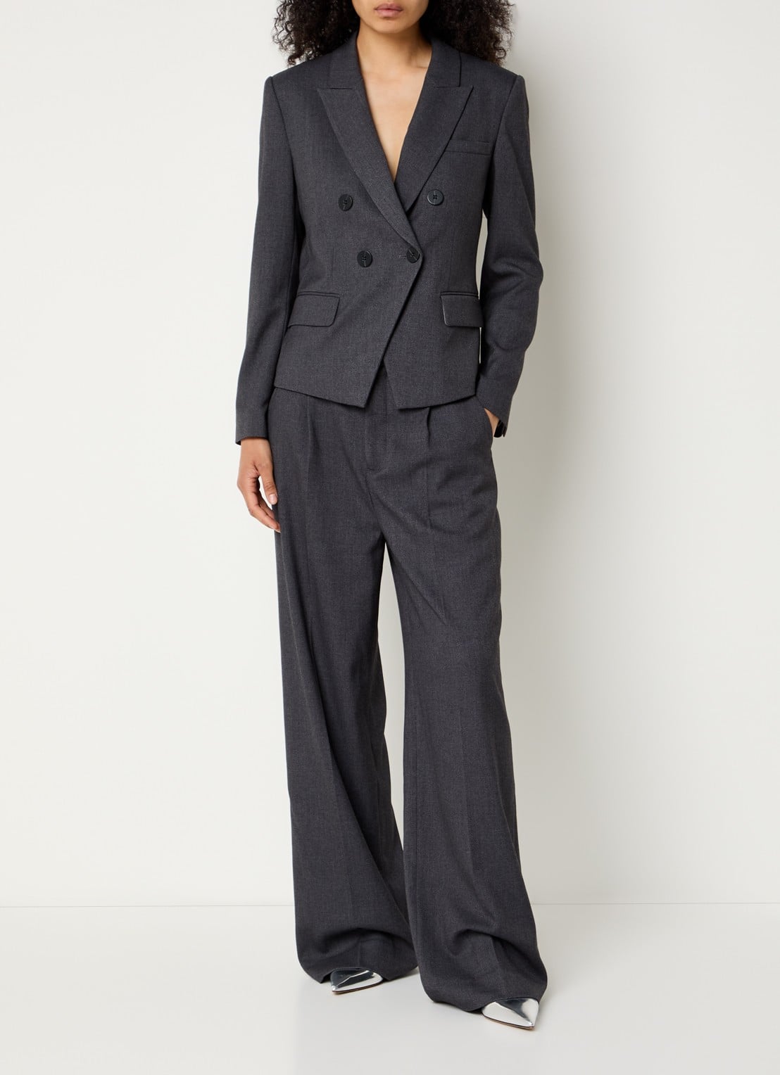 Copenhagen Muse Tailor high waist straight fit pantalon met stretch - voorkant 2 donkergrijs