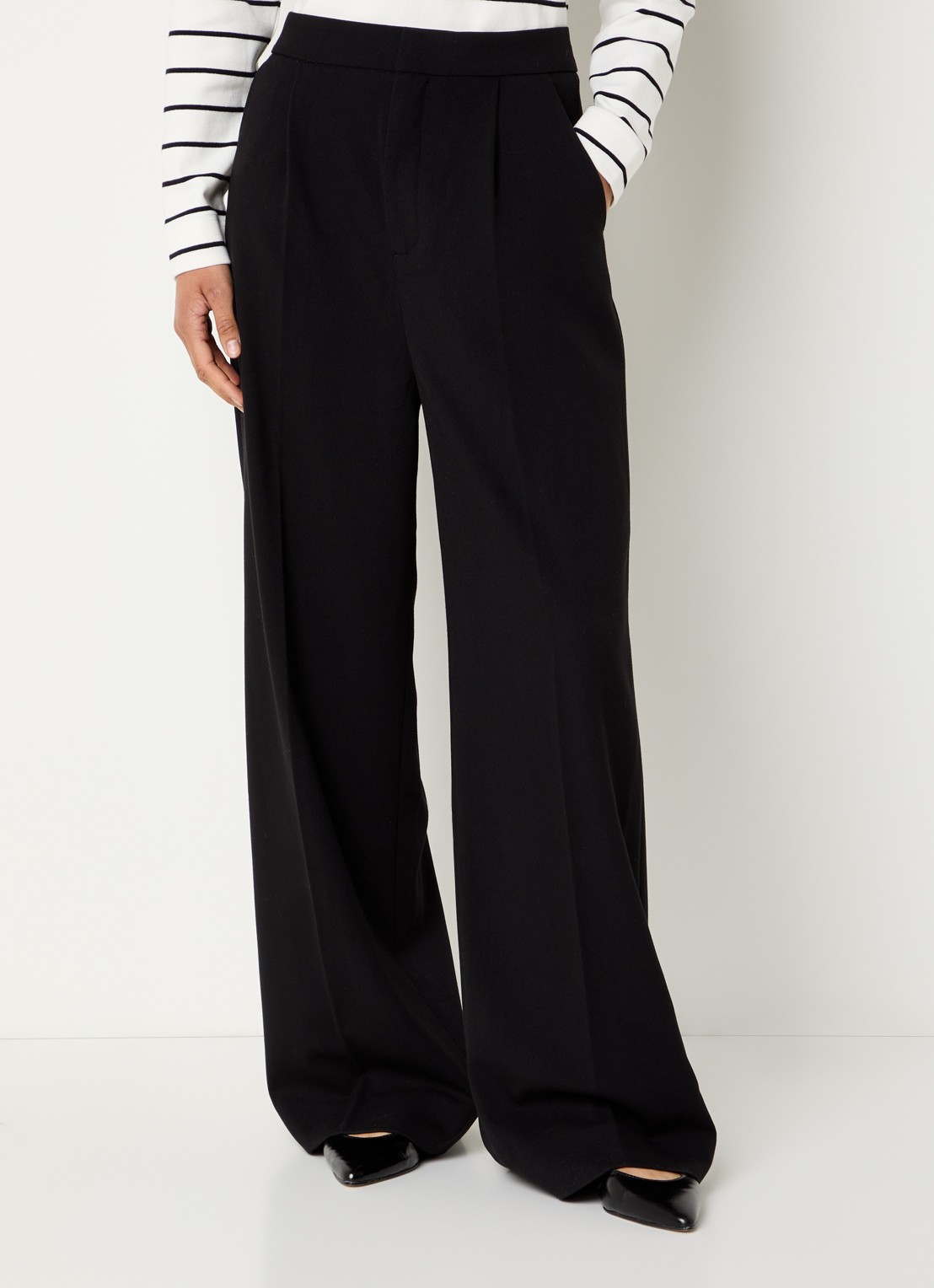 Copenhagen Muse Tailor high waist wide fit pantalon met steekzakken - detail zwart