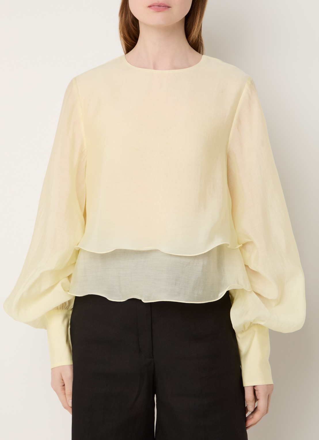 Copenhagen Muse Tilly semi-transparante tuniek  met volant - detail 3 geel