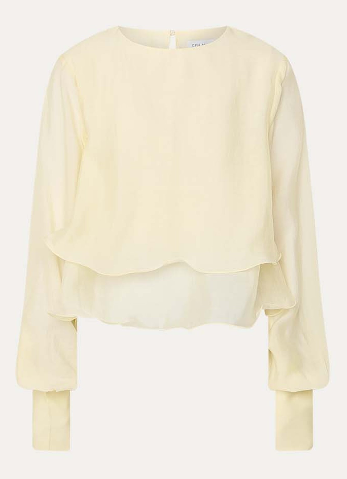 Copenhagen Muse Tilly semi-transparante tuniek  met volant - voorkant geel