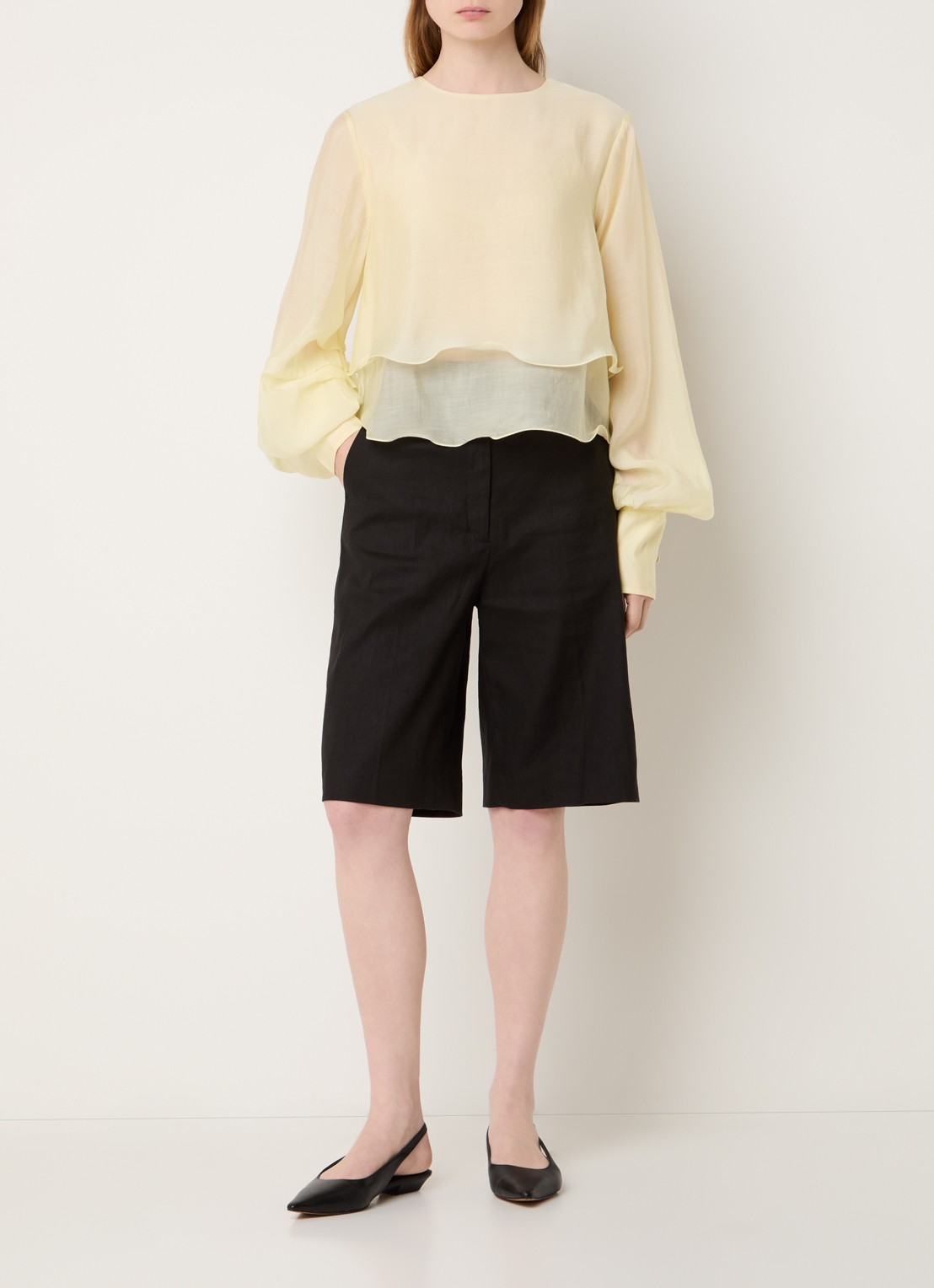 Copenhagen Muse Tilly semi-transparante tuniek  met volant - voorkant 2 geel