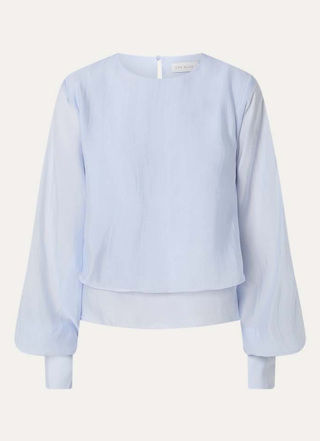 Copenhagen Muse Tilly semi-transparante tuniek  met volant - voorkant 3 lichtblauw
