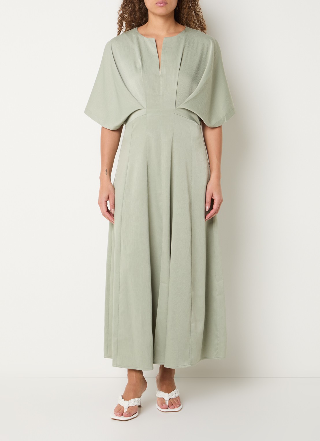 Copenhagen Muse Vianna maxi jurk met vlindermouw - detail 4 lindegroen