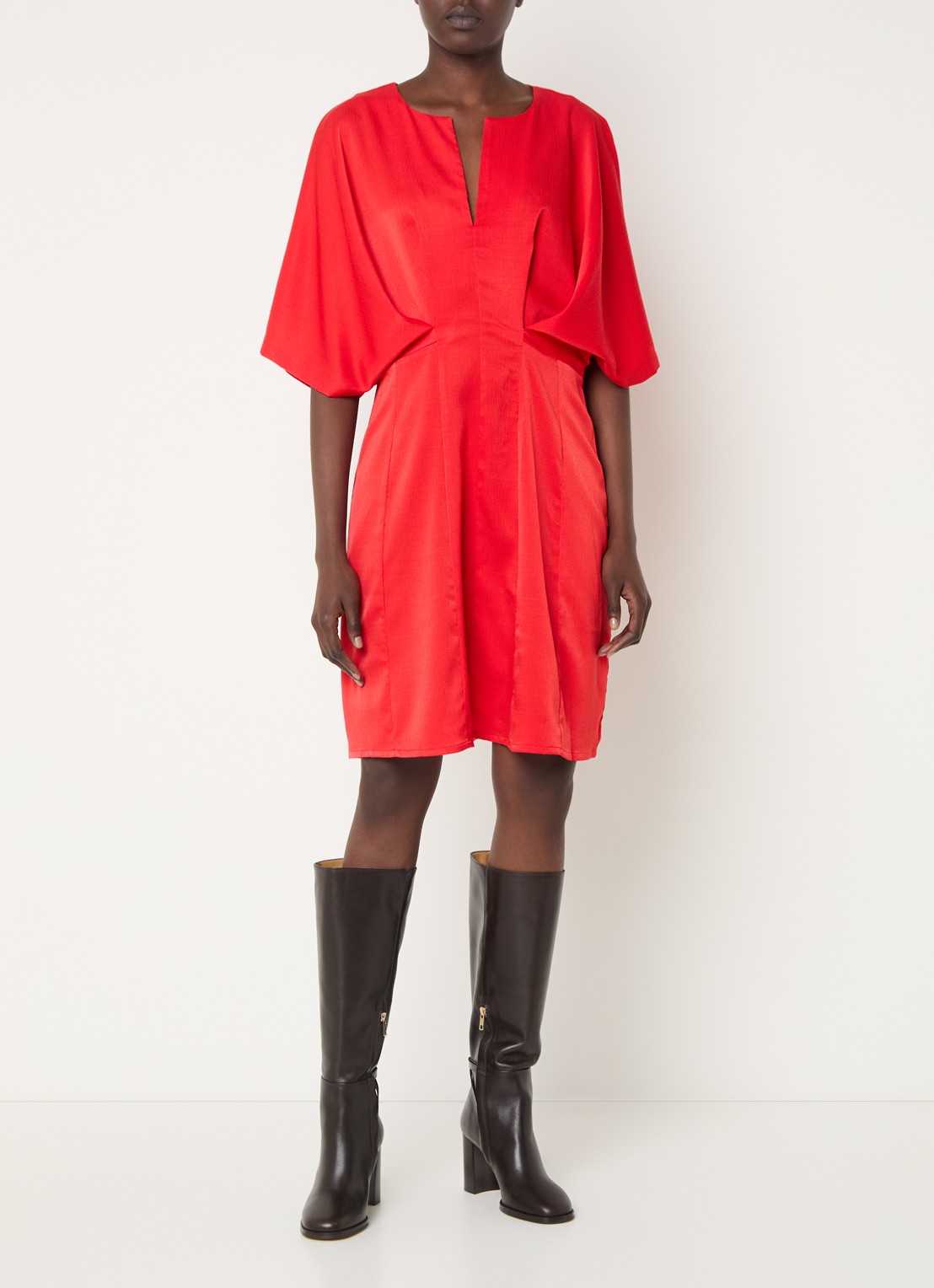 Copenhagen Muse Vianna mini tuniekjurk met ballonmouw - voorkant 4 rood