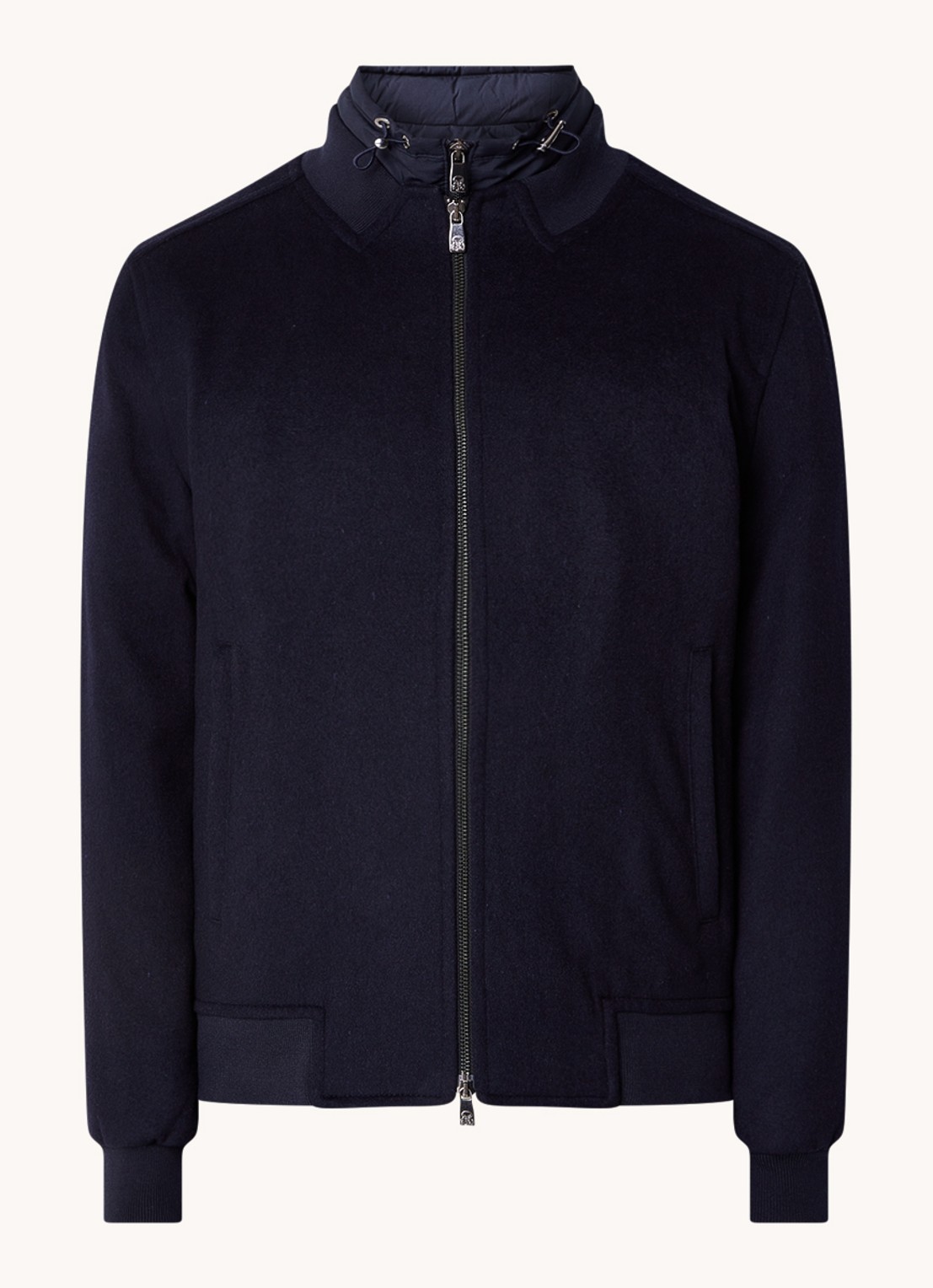 Corneliani Jas in wolblend met uitneembare binnenjas en ritszakken - voorkant blauw