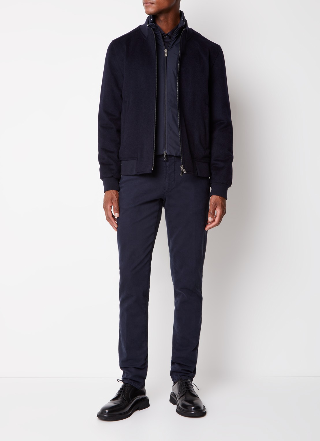 Corneliani Jas in wolblend met uitneembare binnenjas en ritszakken - voorkant 2 blauw