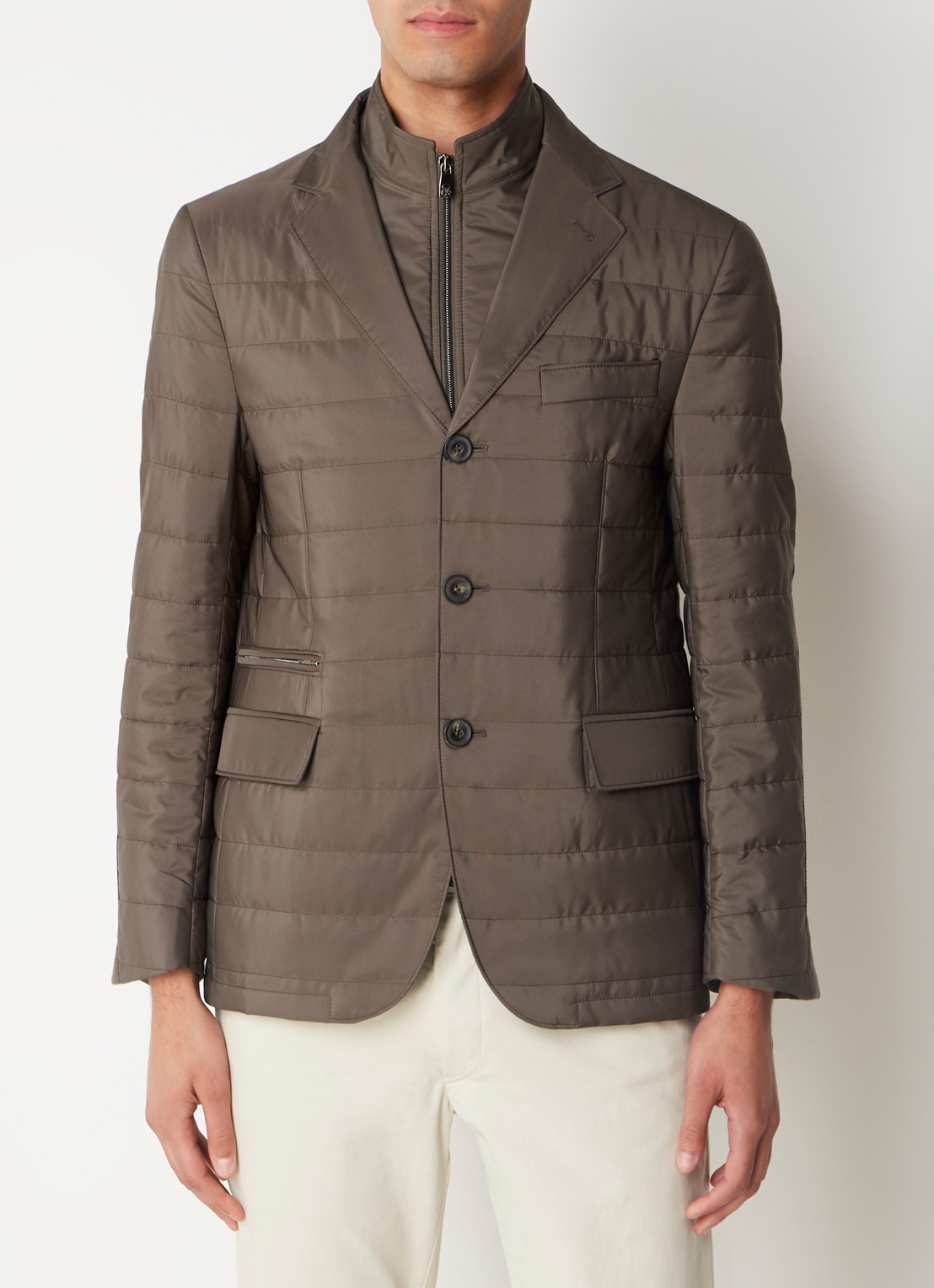 Corneliani Regen- en windjack met details van wol - detail 2 donkerbruin
