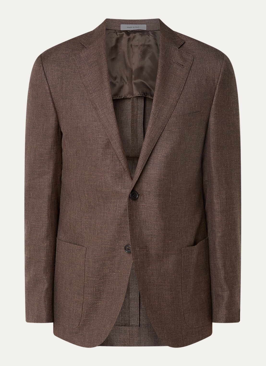 Corneliani Regular fit colbert met opgestikte zakken in zijdeblend - voorkant bruin