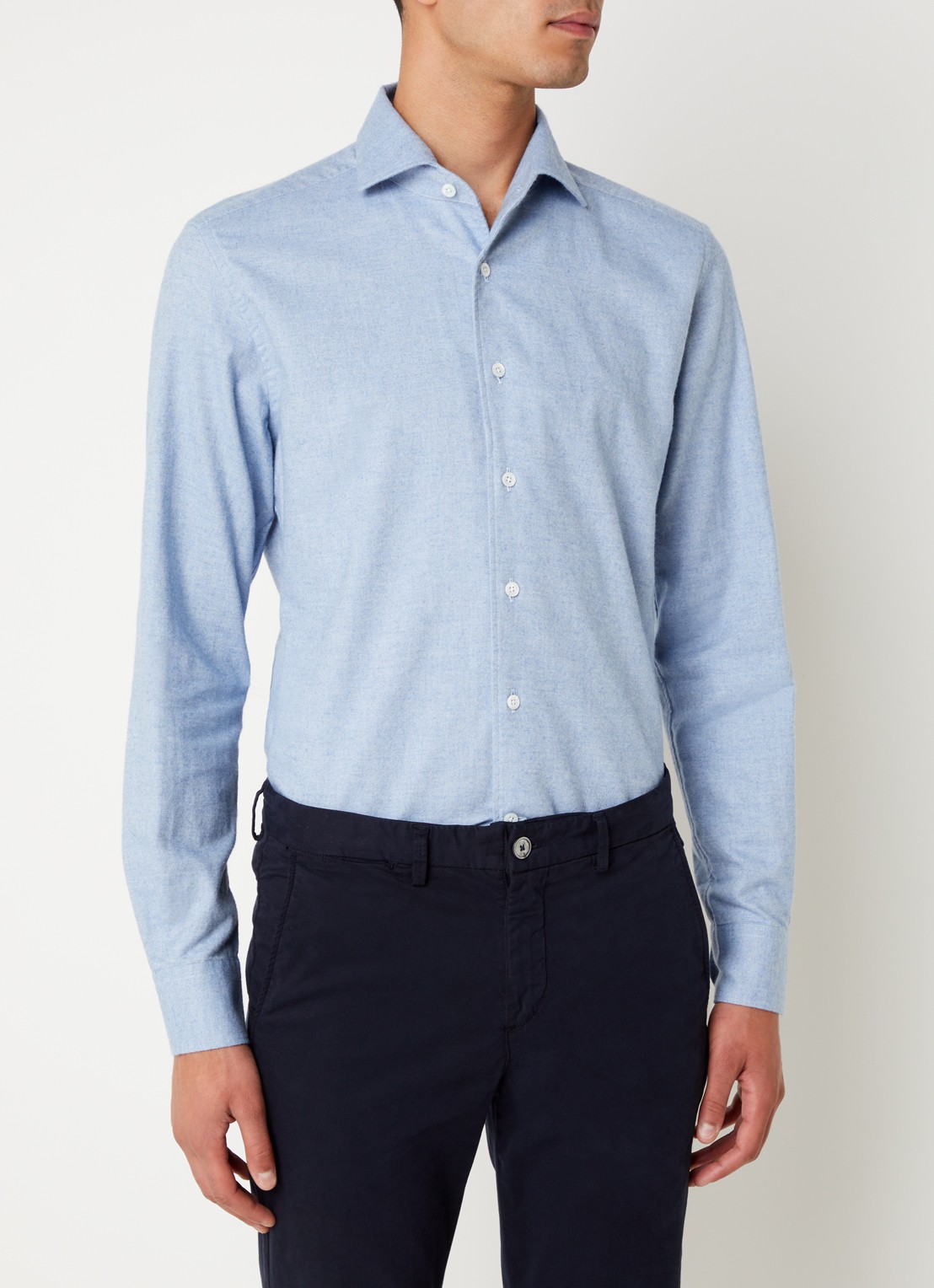 Corneliani Regular fit overhemd met stretch - detail 3 lichtblauw