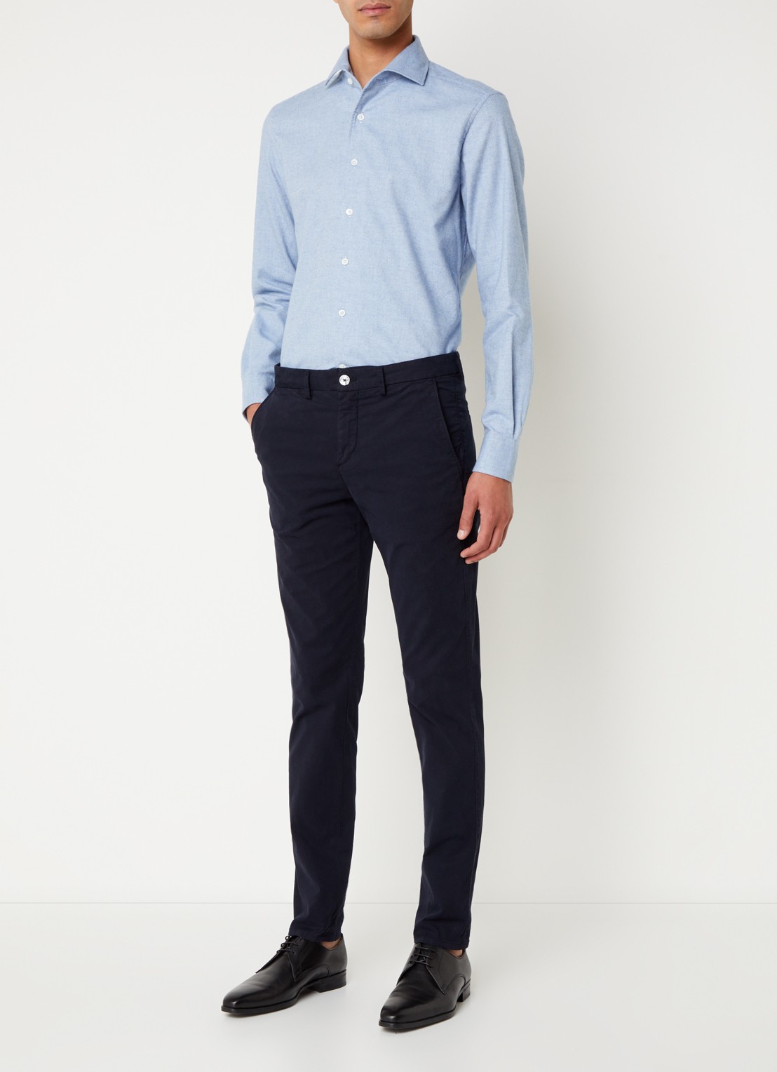 Corneliani Regular fit overhemd met stretch - voorkant 2 lichtblauw